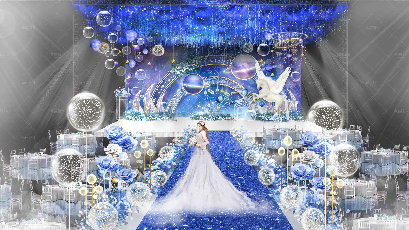 豪华梦幻婚礼布置图片 梦幻星空婚礼现场