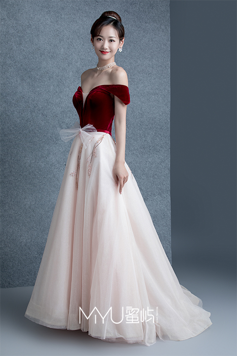 礼服优雅一字肩礼服