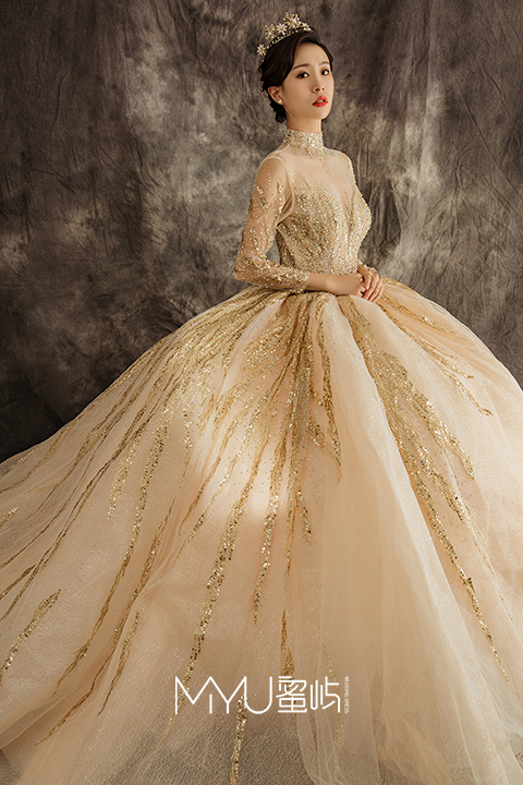 新娘婚纱法式复古超大拖尾仪式纱