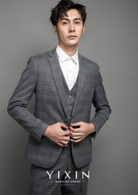 经典灰格单排一扣三件套