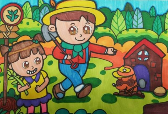 植树节简单又好看的画 小学生植树节的画