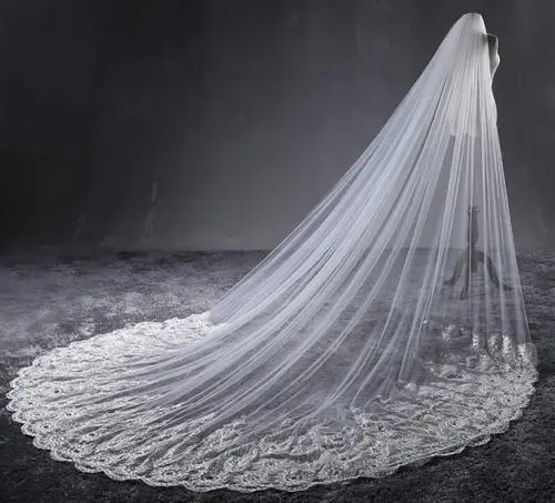 拖尾婚纱配什么头纱好看
