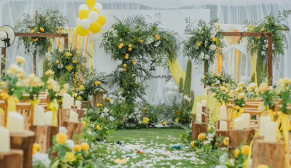 岳西草坪婚礼户外布置 岳西户外草坪婚礼布置图片